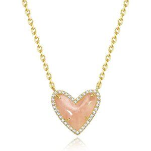 Natural Stone Rosa Peach Heart Teardrop Irregular Necklace for Women Rose Quartz